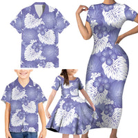 Purple Aloha Hawaii Family Matching Short Sleeve Bodycon Dress and Hawaiian Shirt Monstera Hibiscus Plumeria Seamless Vibes - Polynesian Pride