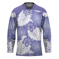 Purple Aloha Hawaii Hockey Jersey Monstera Hibiscus Plumeria Seamless Vibes LT14 Unisex Purple - Polynesian Pride