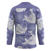 Purple Aloha Hawaii Hockey Jersey Monstera Hibiscus Plumeria Seamless Vibes LT14 - Polynesian Pride
