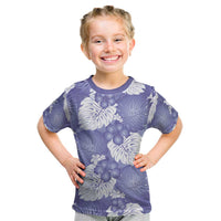Purple Aloha Hawaii Kid T Shirt Monstera Hibiscus Plumeria Seamless Vibes - Polynesian Pride