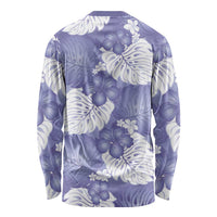 Purple Aloha Hawaii Long Sleeve Shirt Monstera Hibiscus Plumeria Seamless Vibes - Polynesian Pride