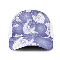 Purple Aloha Hawaii Mesh Trucker Cap Monstera Hibiscus Plumeria Seamless Vibes LT14 One Size White Purple - Polynesian Pride