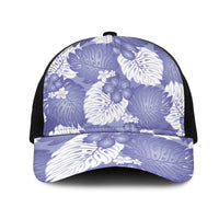 Purple Aloha Hawaii Mesh Trucker Cap Monstera Hibiscus Plumeria Seamless Vibes LT14 One Size Black Purple - Polynesian Pride