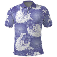 Purple Aloha Hawaii Polo Shirt Monstera Hibiscus Plumeria Seamless Vibes - Polynesian Pride