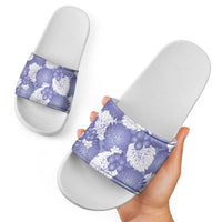 Purple Aloha Hawaii Slide Sandals Monstera Hibiscus Plumeria Seamless Vibes - Polynesian Pride