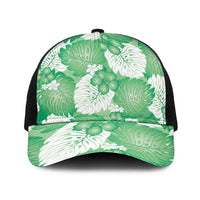 Green Aloha Hawaii Baseball Net Cap Monstera Hibiscus Plumeria Seamless Vibes LT14 One Size Black Green - Polynesian Pride