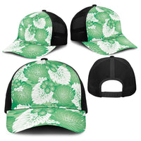 Green Aloha Hawaii Baseball Net Cap Monstera Hibiscus Plumeria Seamless Vibes LT14 - Polynesian Pride