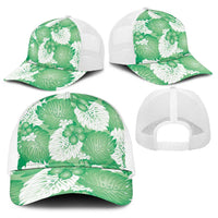 Green Aloha Hawaii Baseball Net Cap Monstera Hibiscus Plumeria Seamless Vibes LT14 - Polynesian Pride