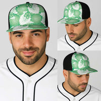 Green Aloha Hawaii Baseball Net Cap Monstera Hibiscus Plumeria Seamless Vibes LT14 - Polynesian Pride