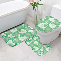 Green Aloha Hawaii Bathroom Set Monstera Hibiscus Plumeria Seamless Vibes - Polynesian Pride