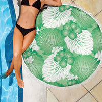 Green Aloha Hawaii Beach Blanket Monstera Hibiscus Plumeria Seamless Vibes - Polynesian Pride