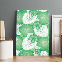 Green Aloha Hawaii Canvas Wall Art Monstera Hibiscus Plumeria Seamless Vibes - Polynesian Pride