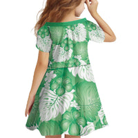 Green Aloha Hawaii Family Matching Off The Shoulder Long Sleeve Dress and Hawaiian Shirt Monstera Hibiscus Plumeria Seamless Vibes - Polynesian Pride