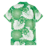 Green Aloha Hawaii Family Matching Off Shoulder Maxi Dress and Hawaiian Shirt Monstera Hibiscus Plumeria Seamless Vibes - Polynesian Pride