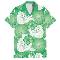 Green Aloha Hawaii Family Matching Tank Maxi Dress and Hawaiian Shirt Monstera Hibiscus Plumeria Seamless Vibes - Polynesian Pride