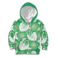 Green Aloha Hawaii Kid Hoodie Monstera Hibiscus Plumeria Seamless Vibes LT14 Hoodie Green - Polynesian Pride