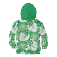 Green Aloha Hawaii Kid Hoodie Monstera Hibiscus Plumeria Seamless Vibes LT14 - Polynesian Pride