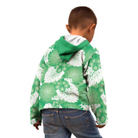 Green Aloha Hawaii Kid Hoodie Monstera Hibiscus Plumeria Seamless Vibes LT14 - Polynesian Pride