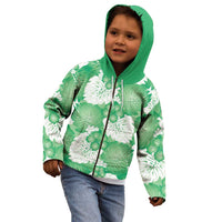 Green Aloha Hawaii Kid Hoodie Monstera Hibiscus Plumeria Seamless Vibes LT14 - Polynesian Pride
