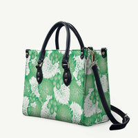 Green Aloha Hawaii Leather Bag Monstera Hibiscus Plumeria Seamless Vibes LT14 - Polynesian Pride