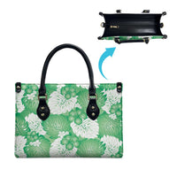 Green Aloha Hawaii Leather Bag Monstera Hibiscus Plumeria Seamless Vibes LT14 - Polynesian Pride