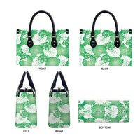 Green Aloha Hawaii Leather Bag Monstera Hibiscus Plumeria Seamless Vibes LT14 - Polynesian Pride
