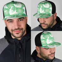 Green Aloha Hawaii Mesh Trucker Cap Monstera Hibiscus Plumeria Seamless Vibes LT14 - Polynesian Pride