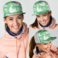 Green Aloha Hawaii Mesh Trucker Cap Monstera Hibiscus Plumeria Seamless Vibes LT14 - Polynesian Pride