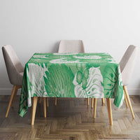 Green Aloha Hawaii Tablecloth Monstera Hibiscus Plumeria Seamless Vibes - Polynesian Pride