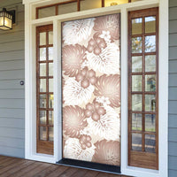 Mocha Mousse Aloha Hawaii Door Cover Monstera Hibiscus Plumeria Seamless Vibes - Polynesian Pride
