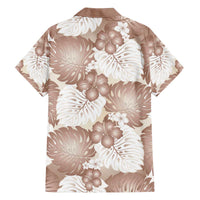Mocha Mousse Aloha Hawaii Family Matching Off The Shoulder Long Sleeve Dress and Hawaiian Shirt Monstera Hibiscus Plumeria Seamless Vibes - Polynesian Pride