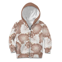 Mocha Mousse Aloha Hawaii Kid Hoodie Monstera Hibiscus Plumeria Seamless Vibes LT14 Zip Hoodie Mocha Mousse - Polynesian Pride