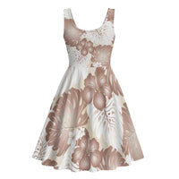 Mocha Mousse Aloha Hawaii Midi Dress Monstera Hibiscus Plumeria Seamless Vibes - Polynesian Pride