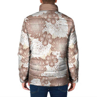 Mocha Mousse Aloha Hawaii Padded Jacket Monstera Hibiscus Plumeria Seamless Vibes - Polynesian Pride