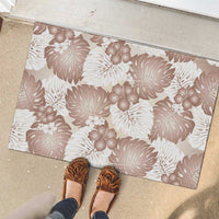 Mocha Mousse Aloha Hawaii Rubber Doormat Monstera Hibiscus Plumeria Seamless Vibes - Polynesian Pride