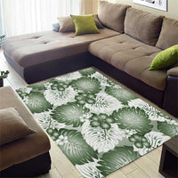 Sage Green Aloha Hawaii Area Rug Monstera Hibiscus Plumeria Seamless Vibes - Polynesian Pride
