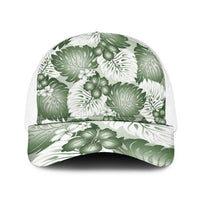 Sage Green Aloha Hawaii Baseball Net Cap Monstera Hibiscus Plumeria Seamless Vibes LT14 One Size White Sage Green - Polynesian Pride
