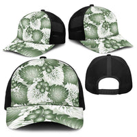 Sage Green Aloha Hawaii Baseball Net Cap Monstera Hibiscus Plumeria Seamless Vibes LT14 - Polynesian Pride