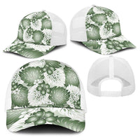 Sage Green Aloha Hawaii Baseball Net Cap Monstera Hibiscus Plumeria Seamless Vibes LT14 - Polynesian Pride