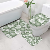 Sage Green Aloha Hawaii Bathroom Set Monstera Hibiscus Plumeria Seamless Vibes - Polynesian Pride