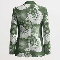 Sage Green Aloha Hawaii Blazer Monstera Hibiscus Plumeria Seamless Vibes - Polynesian Pride