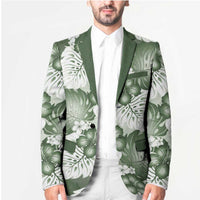 Sage Green Aloha Hawaii Blazer Monstera Hibiscus Plumeria Seamless Vibes - Polynesian Pride