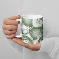 Sage Green Aloha Hawaii Ceramic Mug Monstera Hibiscus Plumeria Seamless Vibes - Polynesian Pride