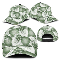 Sage Green Aloha Hawaii Classic Cap Monstera Hibiscus Plumeria Seamless Vibes LT14 - Polynesian Pride