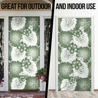 Sage Green Aloha Hawaii Door Cover Monstera Hibiscus Plumeria Seamless Vibes - Polynesian Pride