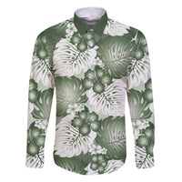 Sage Green Aloha Hawaii Family Matching Puletasi and Hawaiian Shirt Monstera Hibiscus Plumeria Seamless Vibes - Polynesian Pride