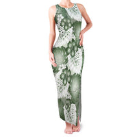 Sage Green Aloha Hawaii Family Matching Tank Maxi Dress and Hawaiian Shirt Monstera Hibiscus Plumeria Seamless Vibes - Polynesian Pride