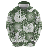 Sage Green Aloha Hawaii Hoodie Monstera Hibiscus Plumeria Seamless Vibes - Polynesian Pride