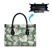 Sage Green Aloha Hawaii Leather Bag Monstera Hibiscus Plumeria Seamless Vibes LT14 - Polynesian Pride