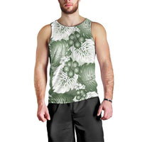 Sage Green Aloha Hawaii Men Tank Top Monstera Hibiscus Plumeria Seamless Vibes LT14 - Polynesian Pride